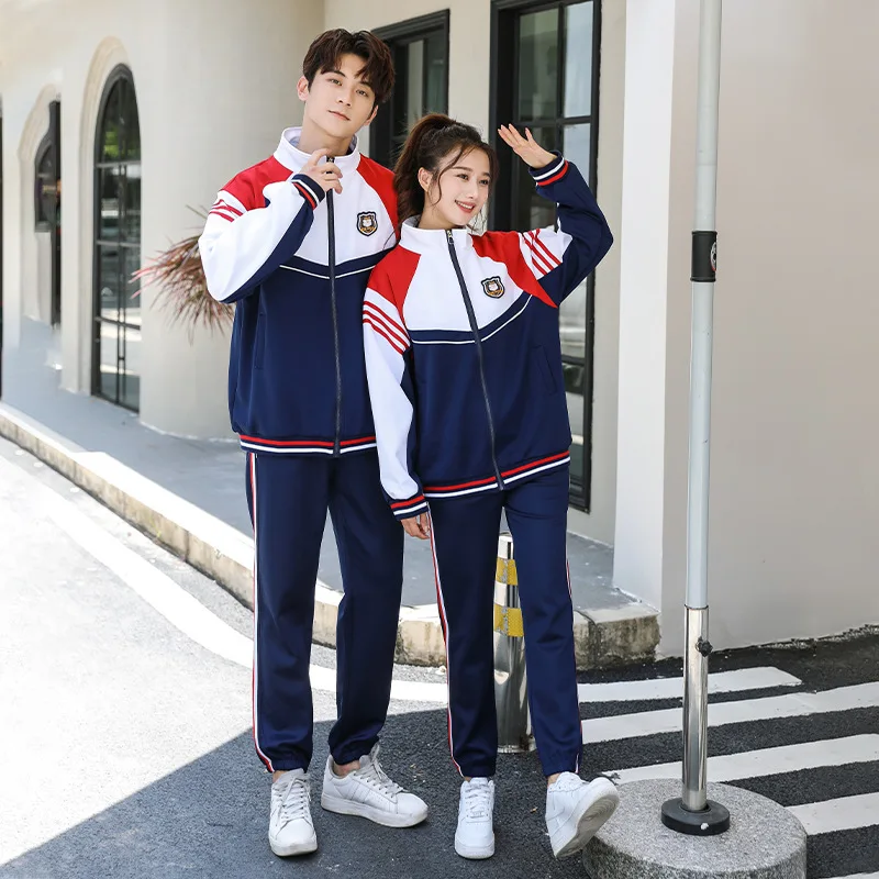 C004 High School Uniform Sports Meet Opening Ceremony Sportswear Class Casual Outdoor Suit Men's and Women's Two-piece Set