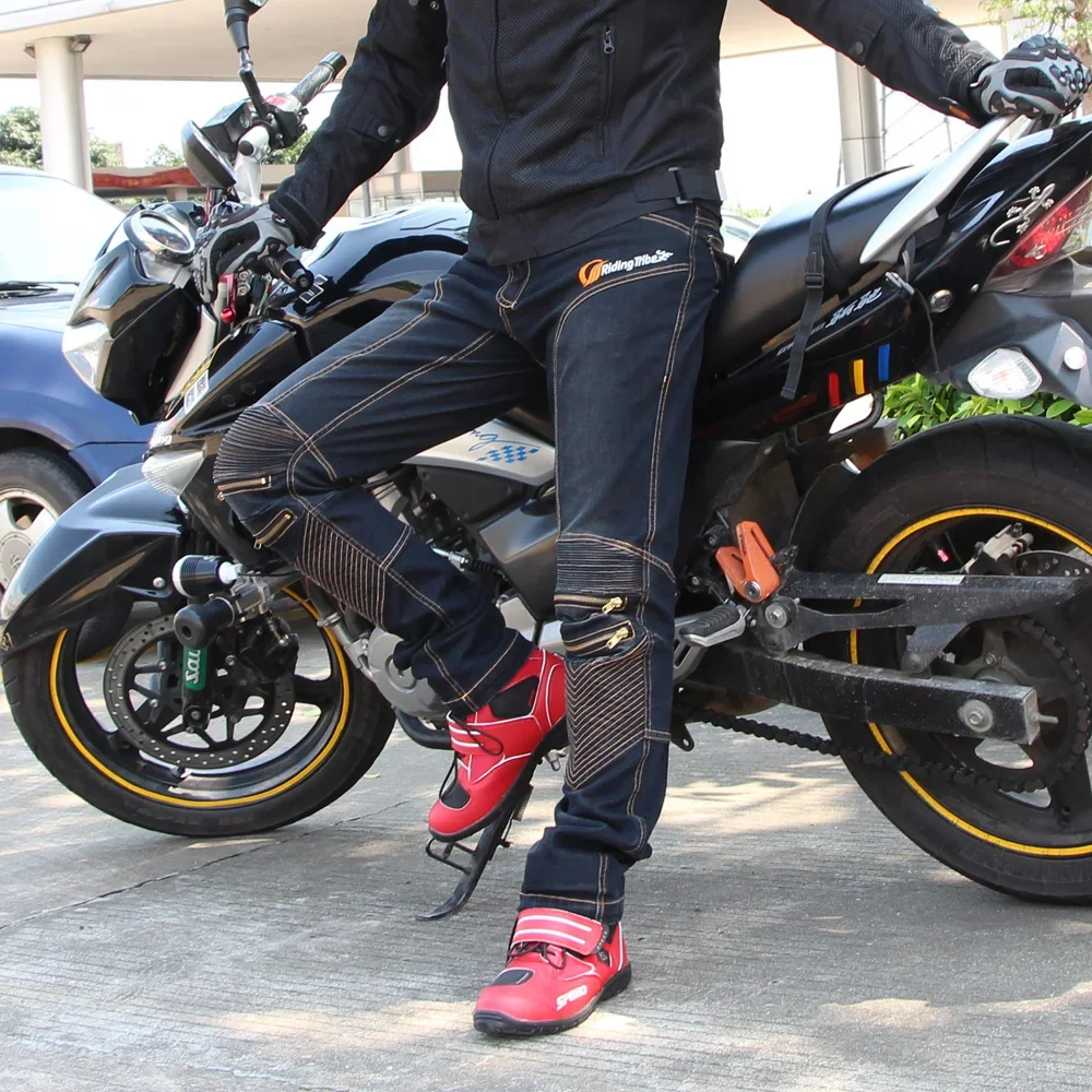 

Motorcycle Slim Fit Style Pants Rider Jeans Motocross Motorbike Sport Protective Trousers with Kneepads for Men Women HP-05