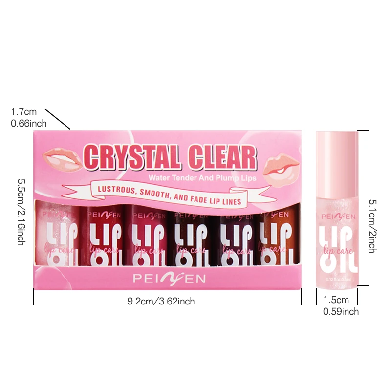 6 pz/set Gelatina idratante Olio per labbra Idratante a lunga durata Liscio scintillante Liquido idratante per labbra
