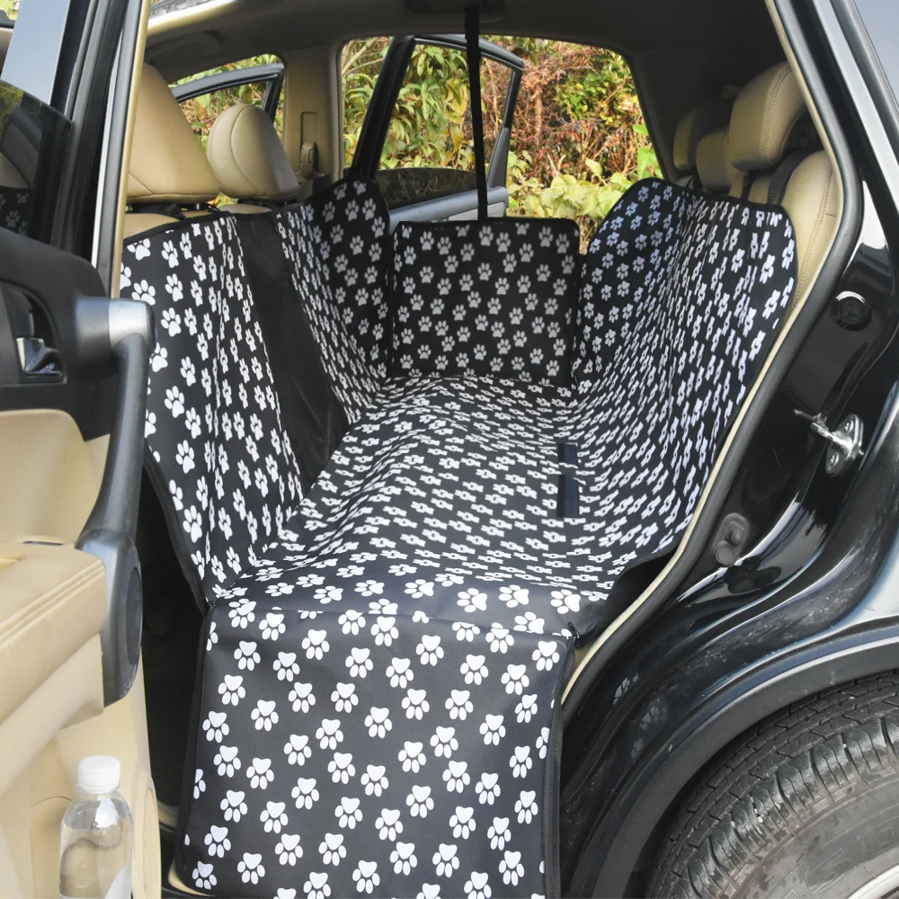Car Seat Cover for Pet Dog Paw Pattern Mat Pet Car Seatcovers Waterproof Oxford Back Bench Seat Travel Pet Carriers For All Cars