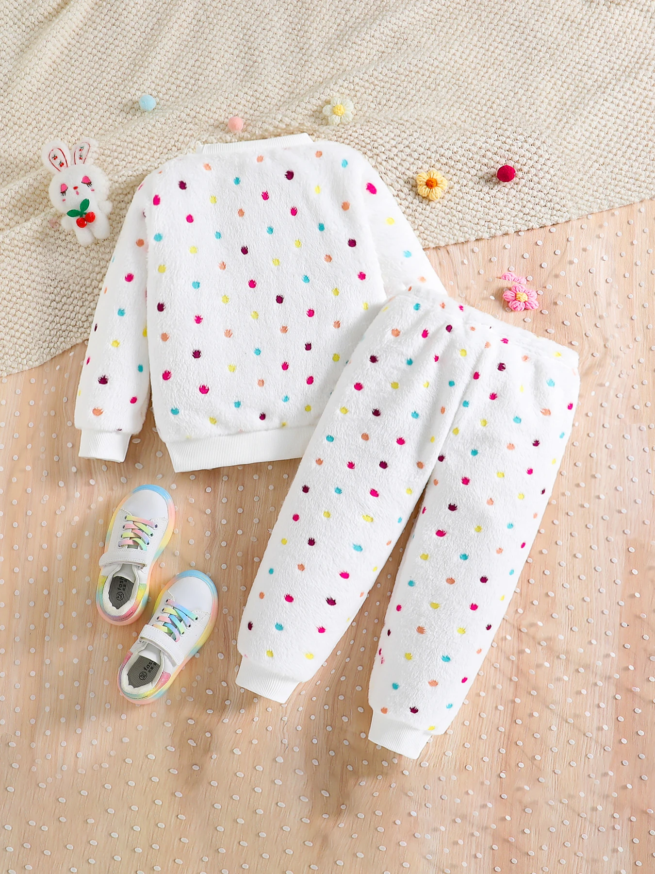 

Children spring and autumn new girls fashion 2-piece home comfort fleece jacket and trousers