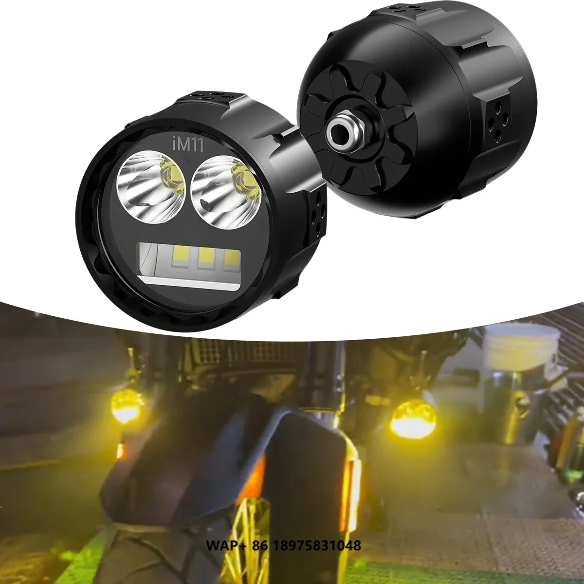 65W LED Small Fog Lights for Motorcycles Yellow Brightest Spotlight Safe Use IP68 Aluminium DRL Motorcycle Auxiliary Lights