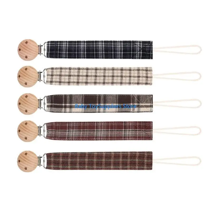

R1wf Baby Pacifier Holder Chain, набор из 5шт тканевой ткани тканевой ткани Thenth Toine Lanyard с деревянным зажимом для и