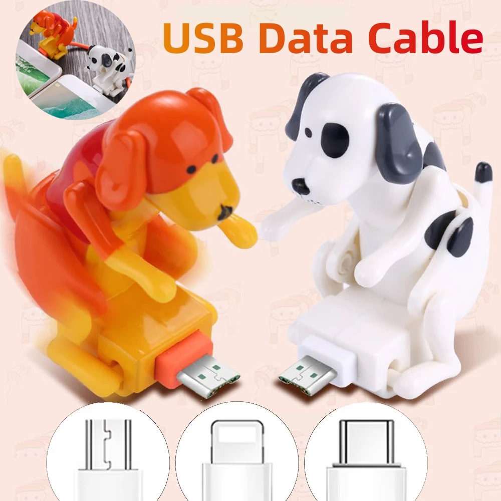 Funny Humping Dog Fast Charger USB Cable Smartphone Charger Line Portable Charging Data Cable for Apple Android Decompression