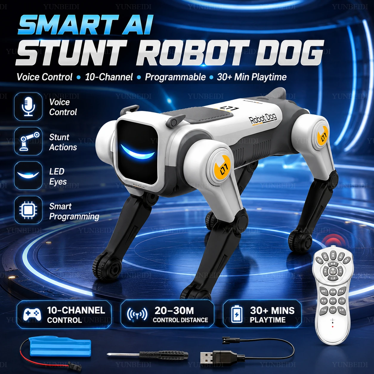 Intelligent AI RC Mechanical Dog Voice Control Programmable Singing Dancing Electronic Stunt Bionic Intelligent Toy RC Robot Dog