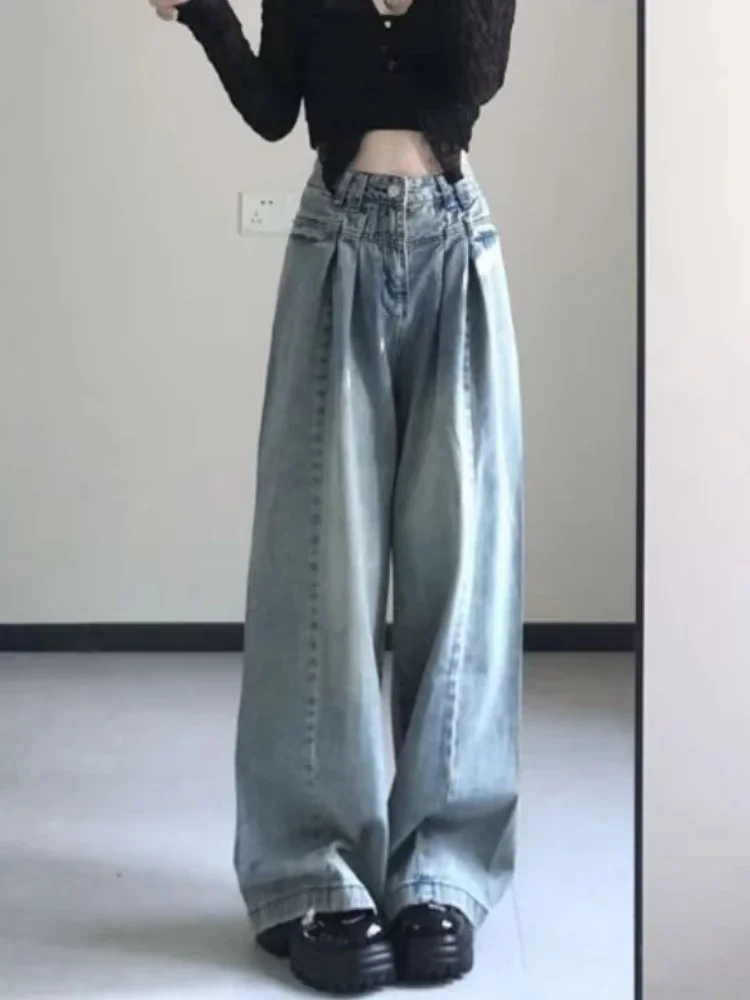 American Retro Jeans Women Minimalist Vintage High Waist Hipster Popular Casual Straight Spring All-match Full Length Fashion