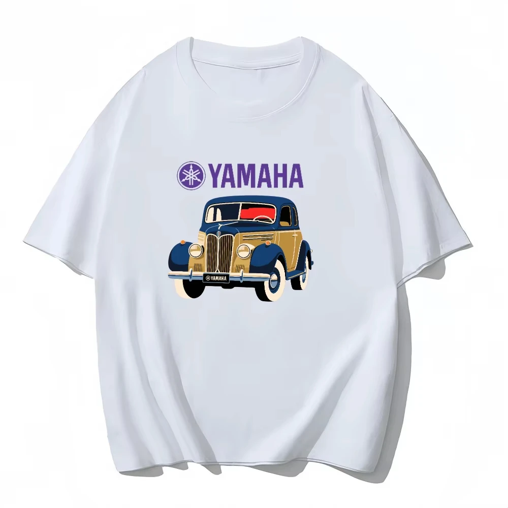 

YAMAHA MOTO Retro Printed T-shirt Summer New Style for Male and Female Motorcycle Enthusiasts Loose Casual Short Sleeve Top