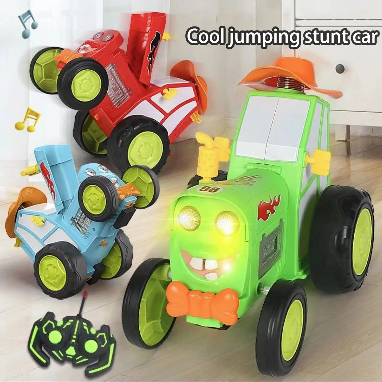 Children\'s Crazy Jumping Car Dancing Stunt Car Toy with USB Charging, Lights, Music Remote Control, Car Toy Exercise Sound Sense