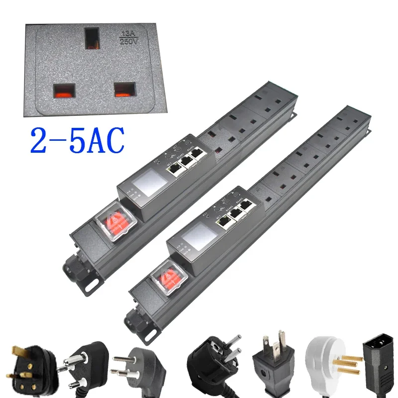 

PDU power strip power distribution unit 2-5AC Intelligent current and voltage detection meter UK socket 2 m line