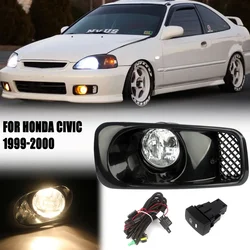 Car Front Bumper Fog Lamp For Honda Civic 1999 2000 Day Light Additional Foglight With Switch + Wiring