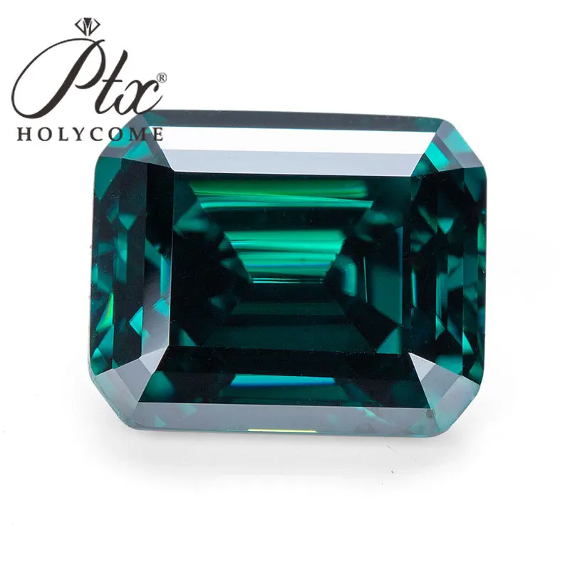 PTX Emerald Cut Hot Sale Factory 100% Moissanite Dark Green VVS1 GRA Loose Gemstones Wholesale Price Charms for Jewelry Making