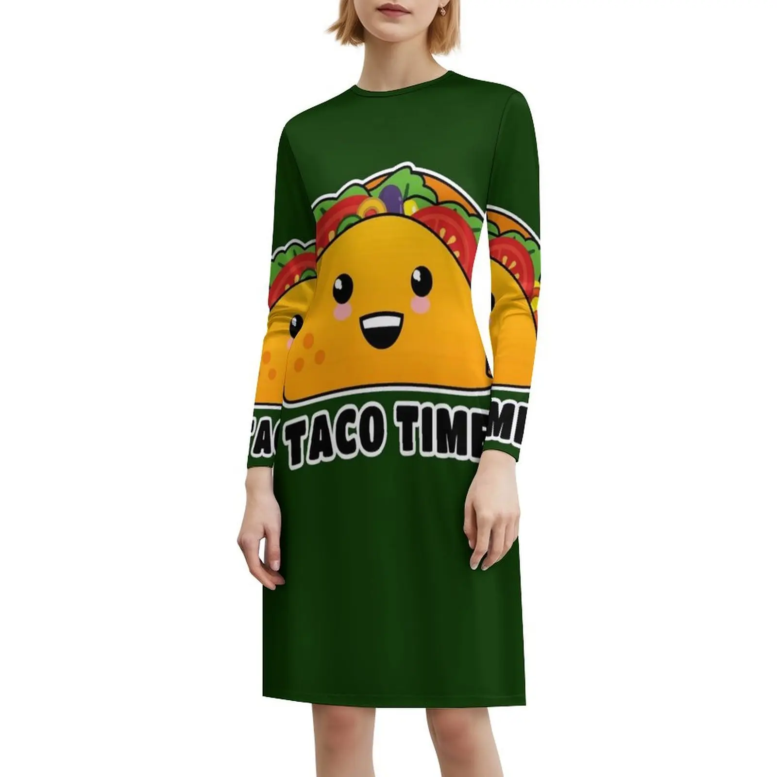 تاكو الوقت! فستان Yummy Kawaii Taco ذو فتحة عنق على شكل قلب فستان أنيق للحفلات الصيفية للنساء Taco Tacos Kawaii Taco Kawaii Food