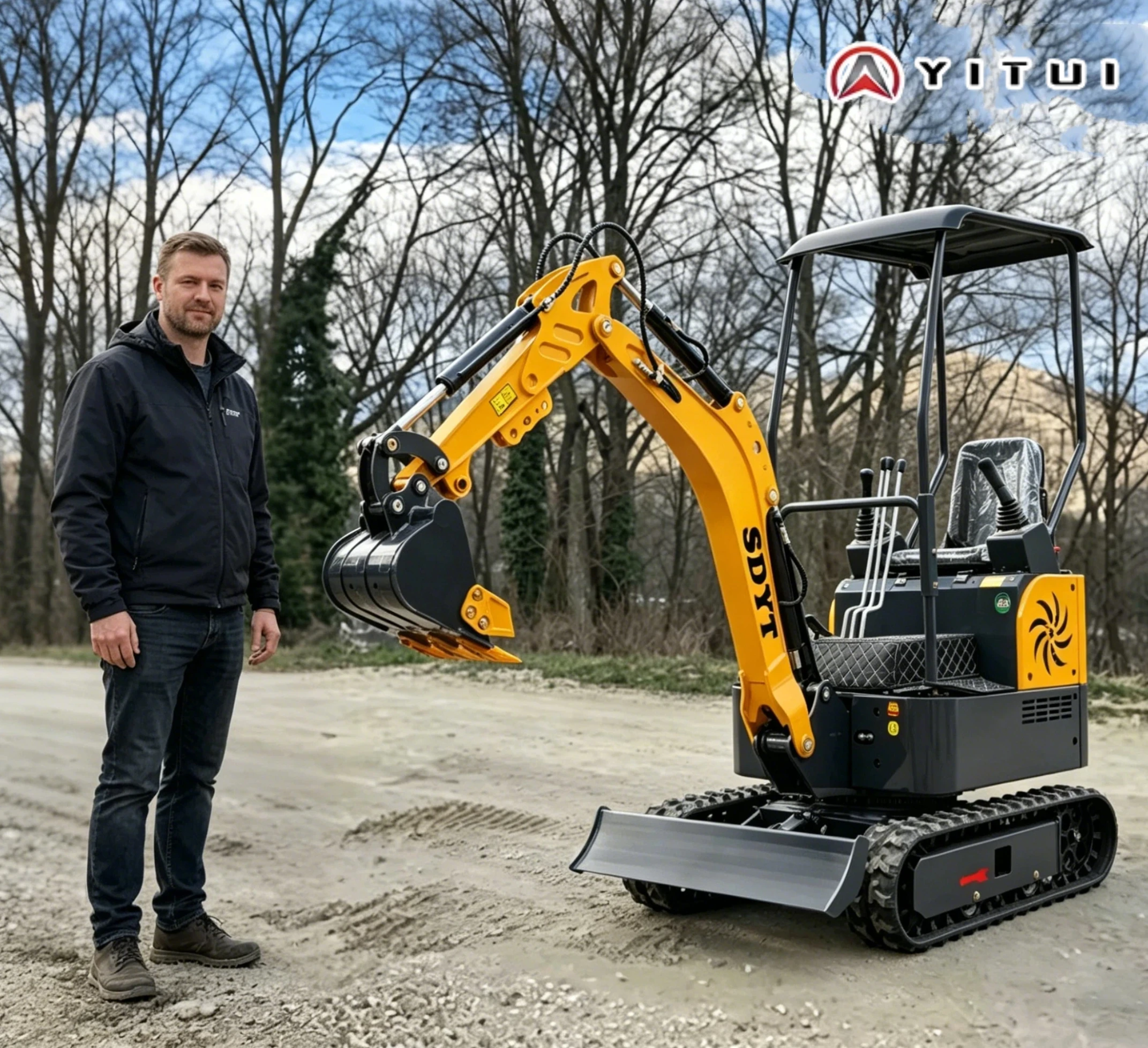 High-Efficiency 1.2Mini Excavator Kubota Engine Small Digger Euro 5 Customized for Home Construction