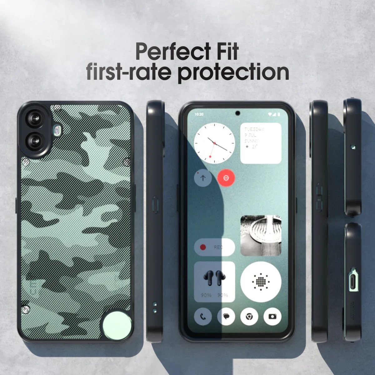 IBMRS for Nothing CMF Phone 1 Case Accossories with Full Camera Len Protector Durable Shockproof practical Cellphone Cover camo