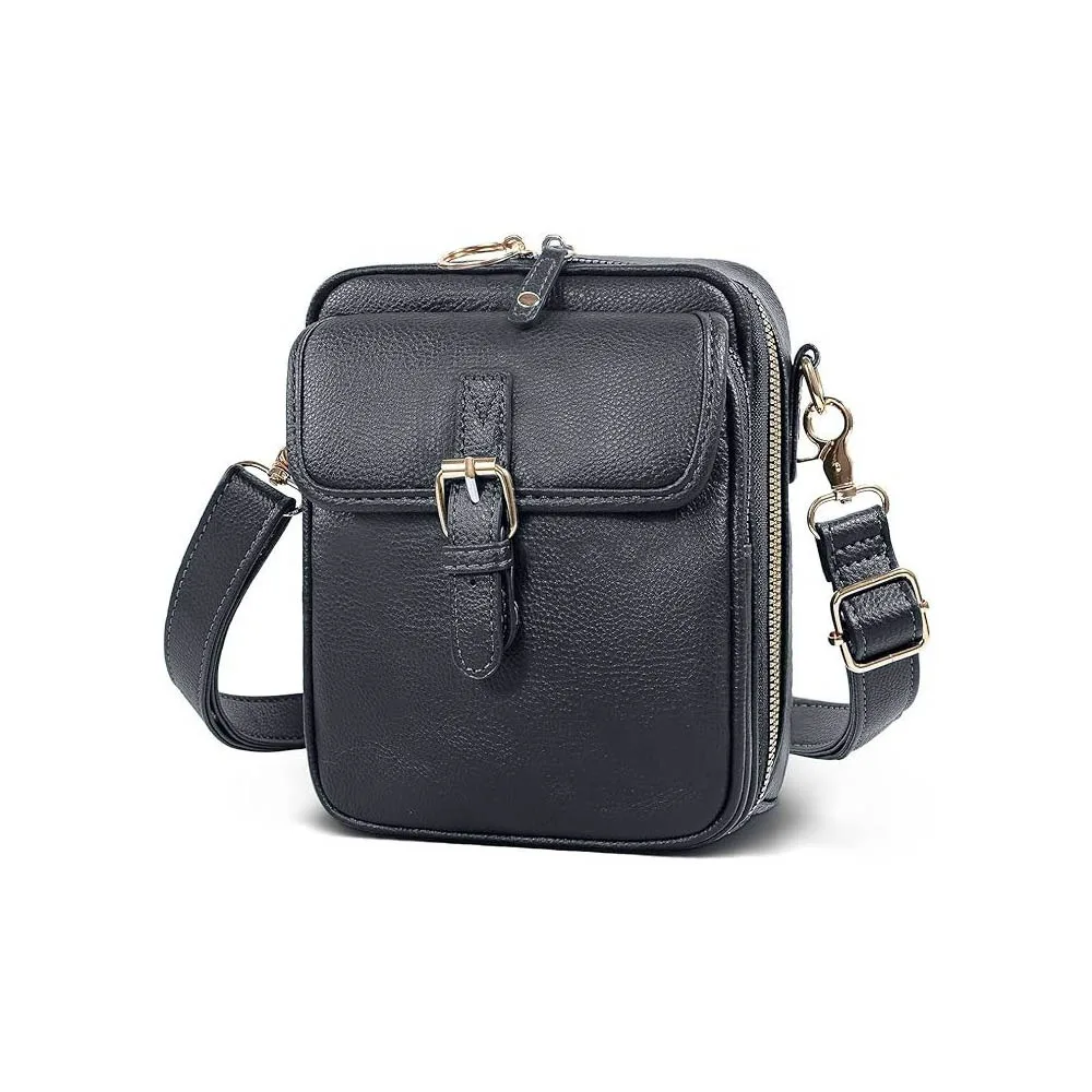 Leather Women Messenger Bag with Adjustable Removable Strap Large Capacity PU Shoulder Bag Anti-theft Solid Color Phone Handbag