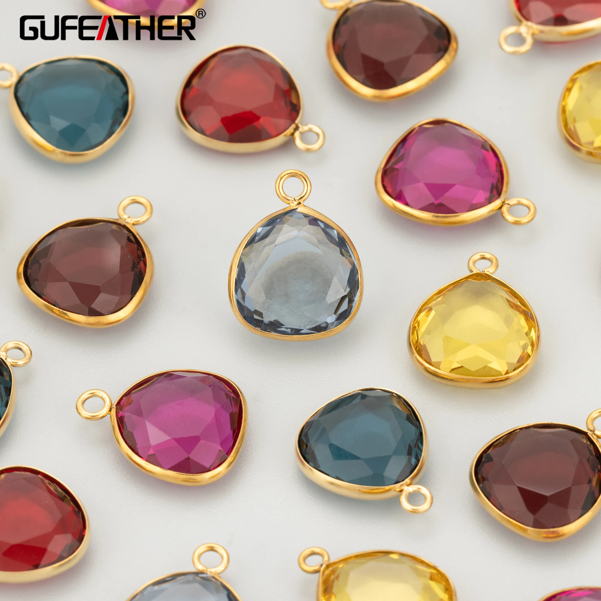 GUFEATHER,2pcs/lot,MI16,jewelry accessories,316L stainless steel,glass,hand made,charms,jewelry making findings,diy pendants