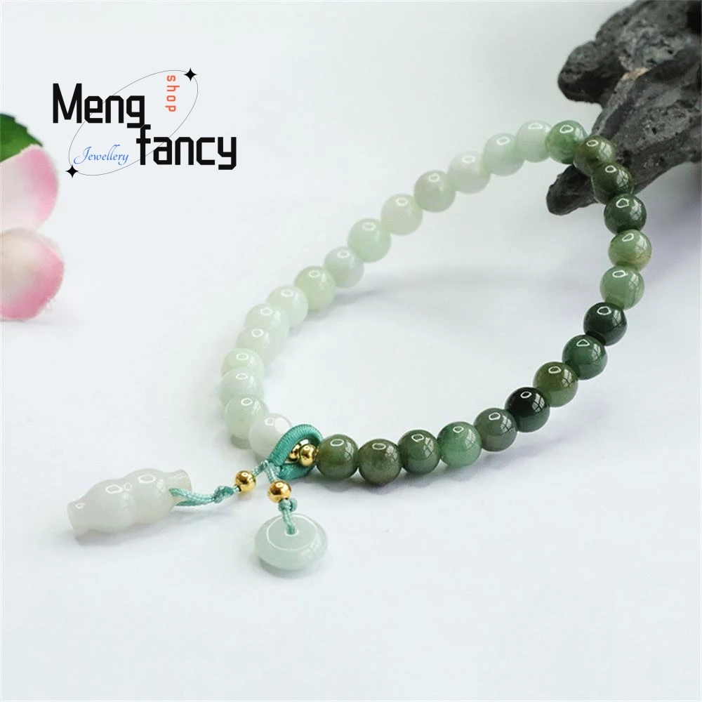 Natural A-goods Jadeite Gradient Peace Buckle Jade Bracelet Exquisite Elegant Simple High-grade Luxury Quality Fashion Jewelry