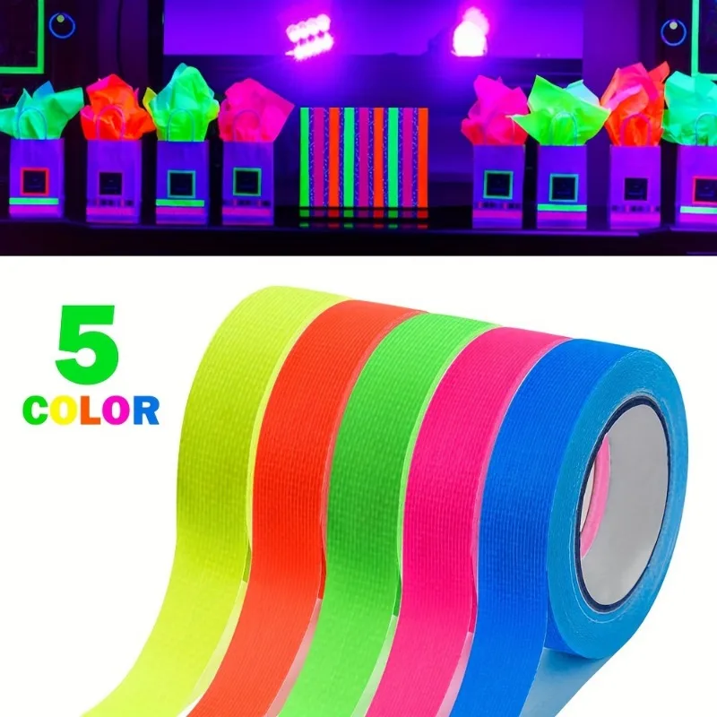 Fluorescent Neon Tape Ultraviolet Black Light Party Decoration High Adhesive Glow-in-the-dark Purple Light Tape Movie View Stage