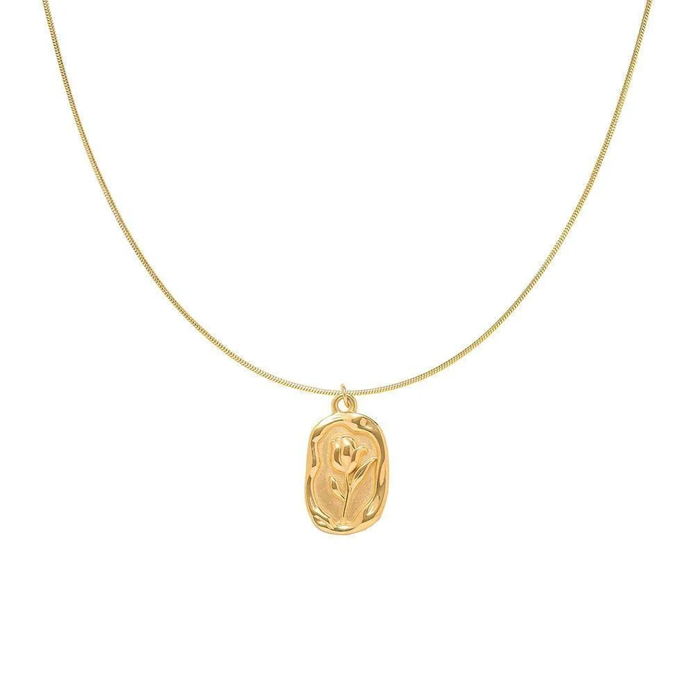 2023 Vintage-Mode Einfache Geometrische Rose Anhänger Halskette Für Frauen Weibliche Boho Gold-platte Schlange Kette Choker Schmuck Geschenk – Detail 5