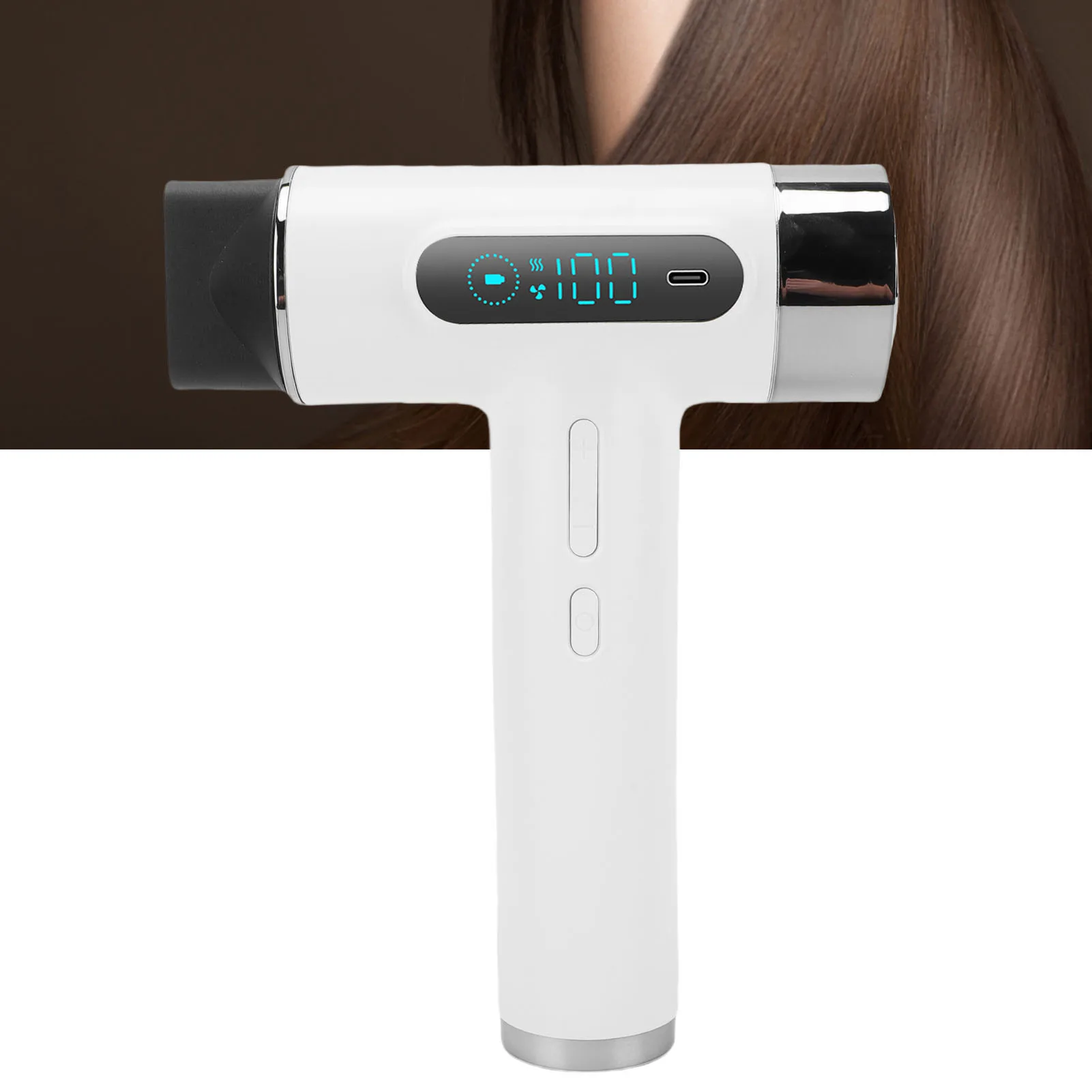 Cordless Hair Dryer 300W High Speed Cold Hot Wind USB Rechargeable Hair Blow Dryer 100,000 RPM for Student Dormitory Travel