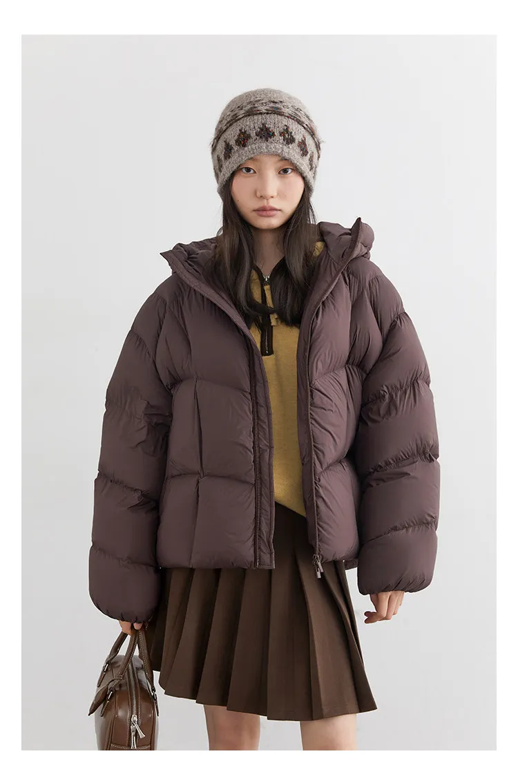 CHIC VEN Fashion Women Down Coats Solid Short Loose Casual Hooded Female Down Jacket 90 White Duck Down Autumn Winter 2025