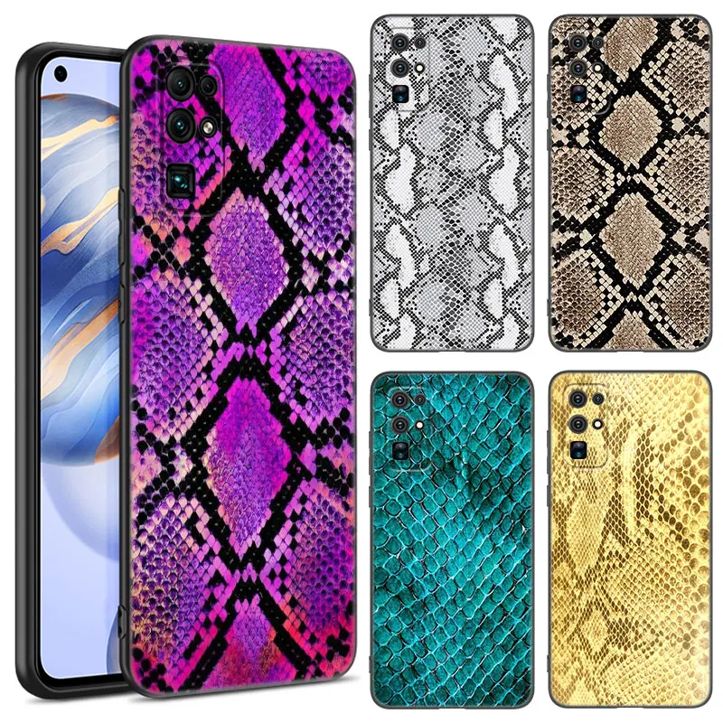 Sexy Python Snake Skin Phone Case For Huawei Honor 70 90 Lite X40 GT X50 i X5 Plus X6A X6S X7A X8A X8B X6 X7 X8 X9 4G X9A X9B 5G