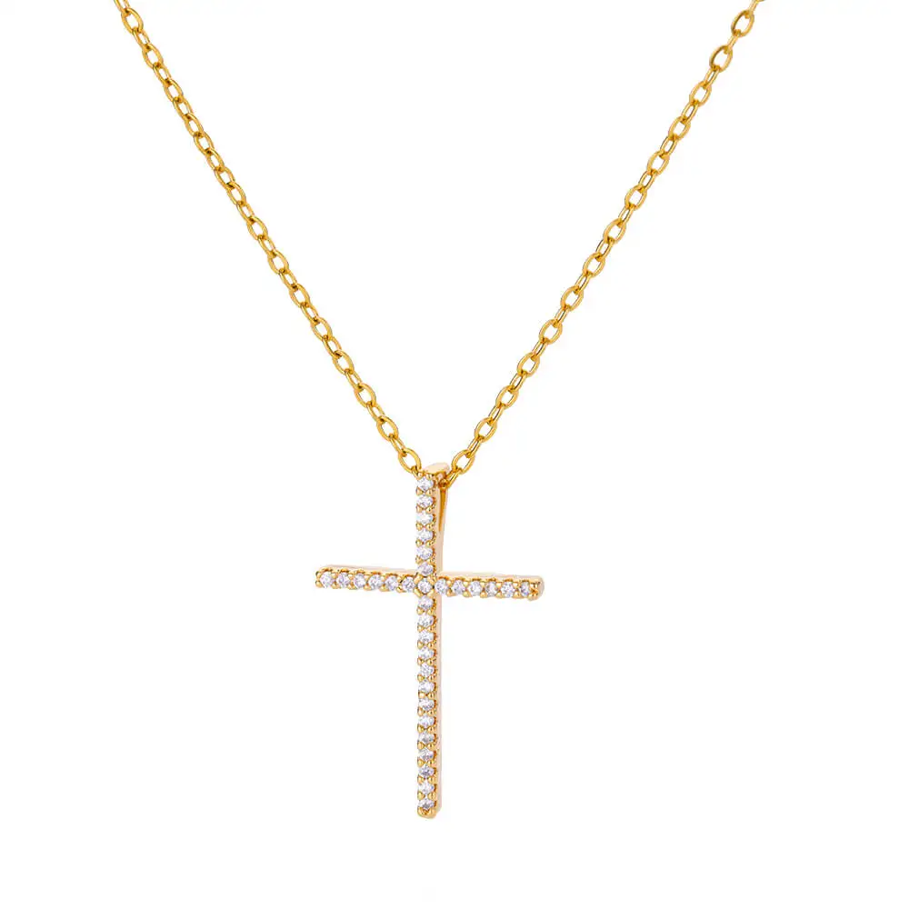 Edelstahl Jesus Kreuz Halskette Für Frauen Männer Gold Farbe Caravaca Engel Kruzifix Charme Halsband Rapper Schmuck Hip Hop Geschenk