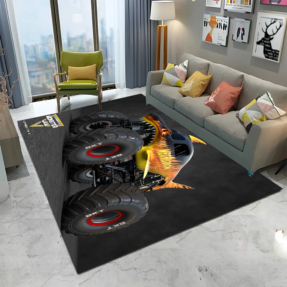 3D Monster Jam Monster Truck Cartoon Carpet Rug for Home Living Room Bedroom Sofa Doormat Decor,kids Area Rug Non-slip Floor Mat