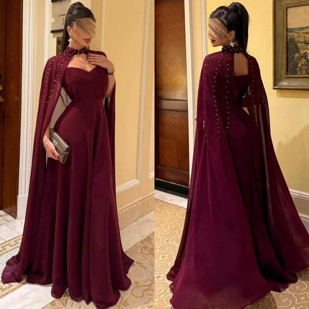 

Customized Modern Style Fashion Chiffon Beading Pleat A-line Strapless Long Dresses Bespoke Occasion Dresses High Quality Formal