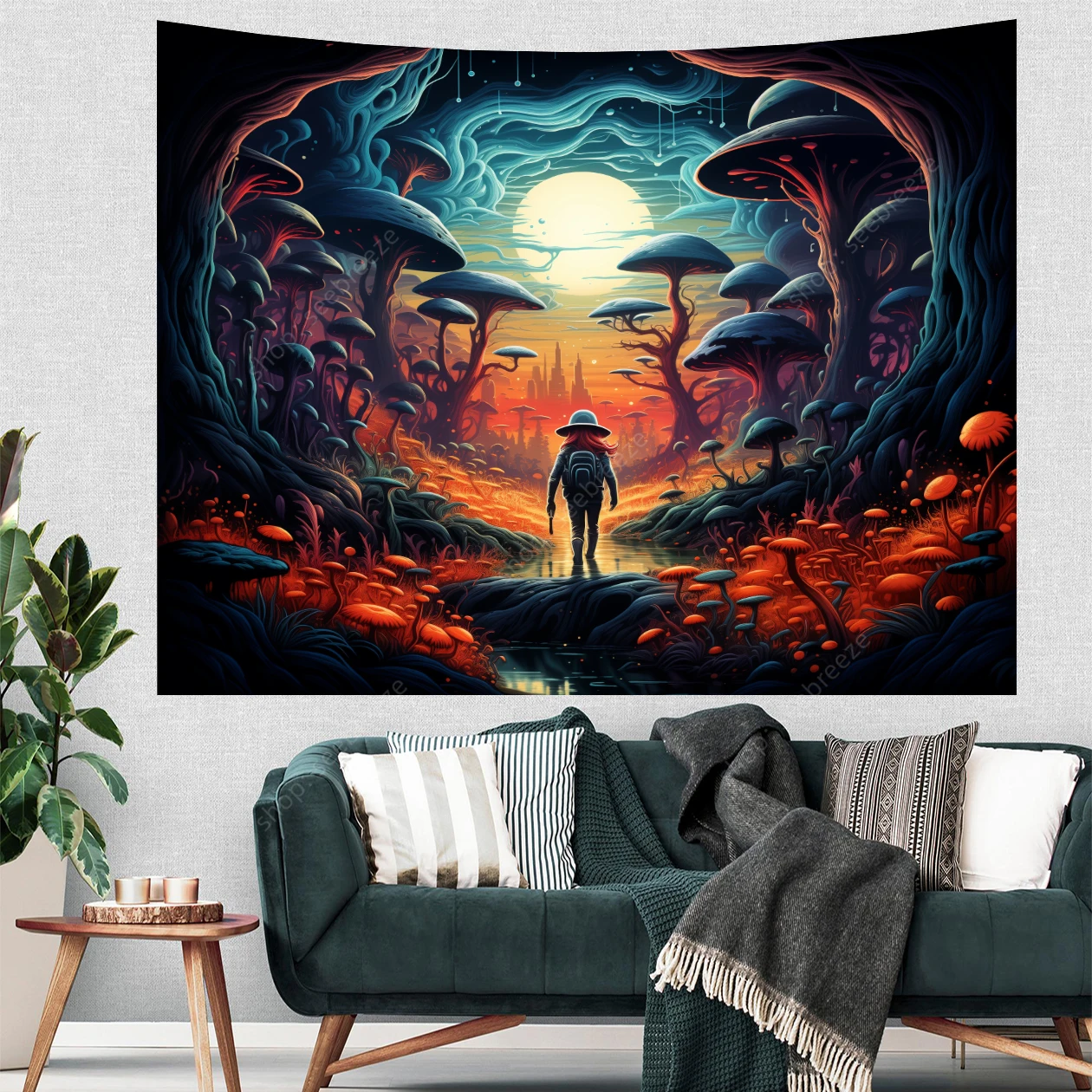 

Forest Tapestry Hippie Mushroom Wall Cloth Art Aesthetic Cartoon Figure Tapestries Wall Hanging for Bedroom Poster Party Decor