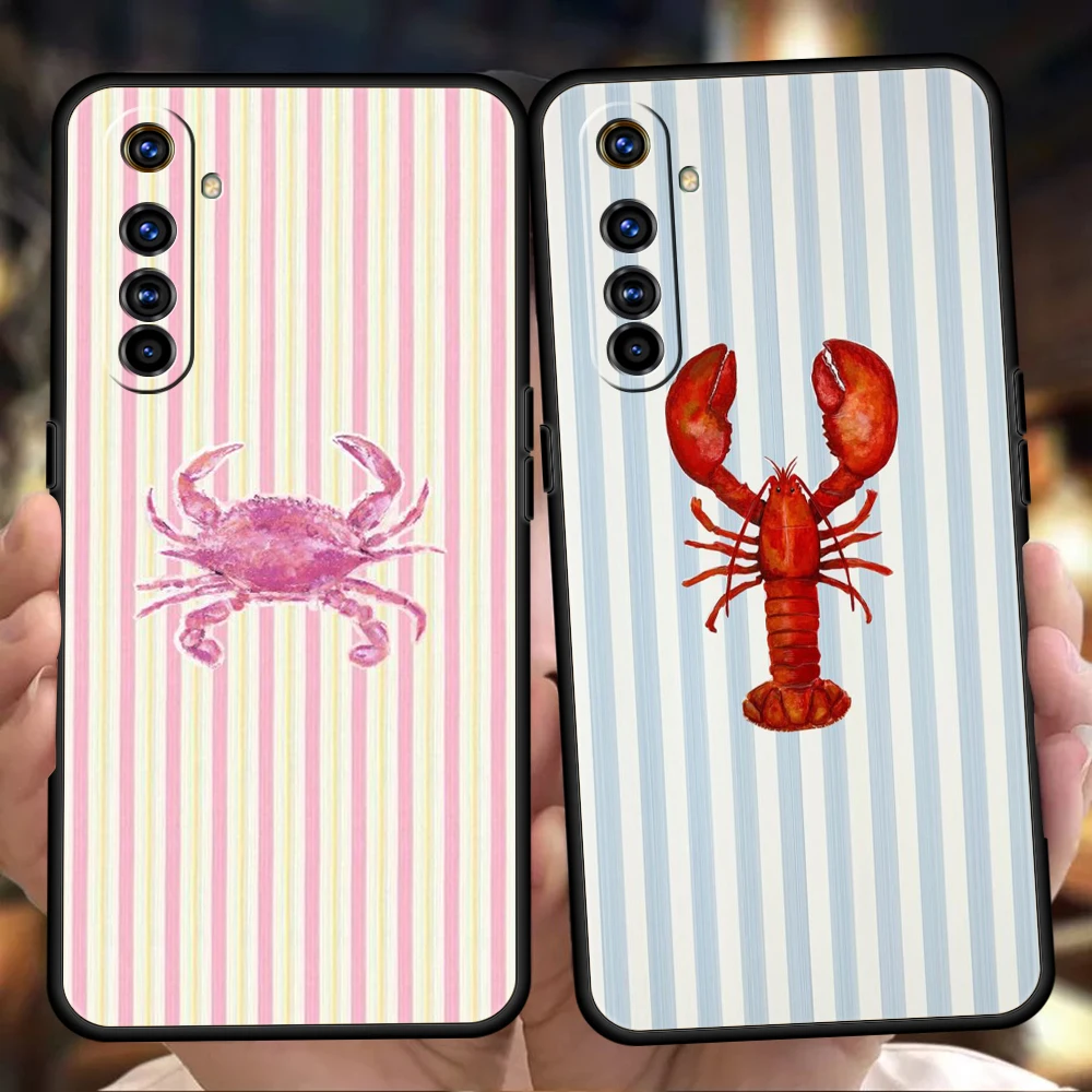 Marine Life, Crabs, Lobsters Soft TPU For Realme 16 15 14 13 12 11 10 9 15T 14T C21 C25 GT 2 3 Pro Shockproof Phone Case Cover