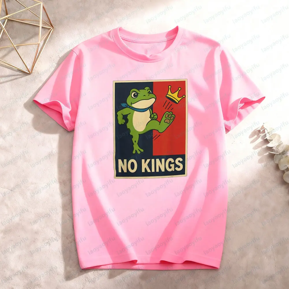 لا الملك قميص بورتلاند الضفدع الاحتجاج المحملة مقاومة الضفدع تي شيرت النشاط السياسي أفضل الرجال النساء عادية Crewneck القطن قصير الأكمام