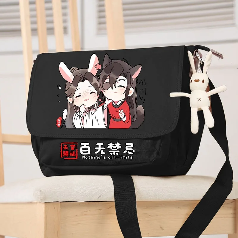 Preto bege, bênção oficial do céu, tian guan ci fu, crianças adolescentes, anime mensageiro bolsa de ombro crossbody escola para meninas meninos