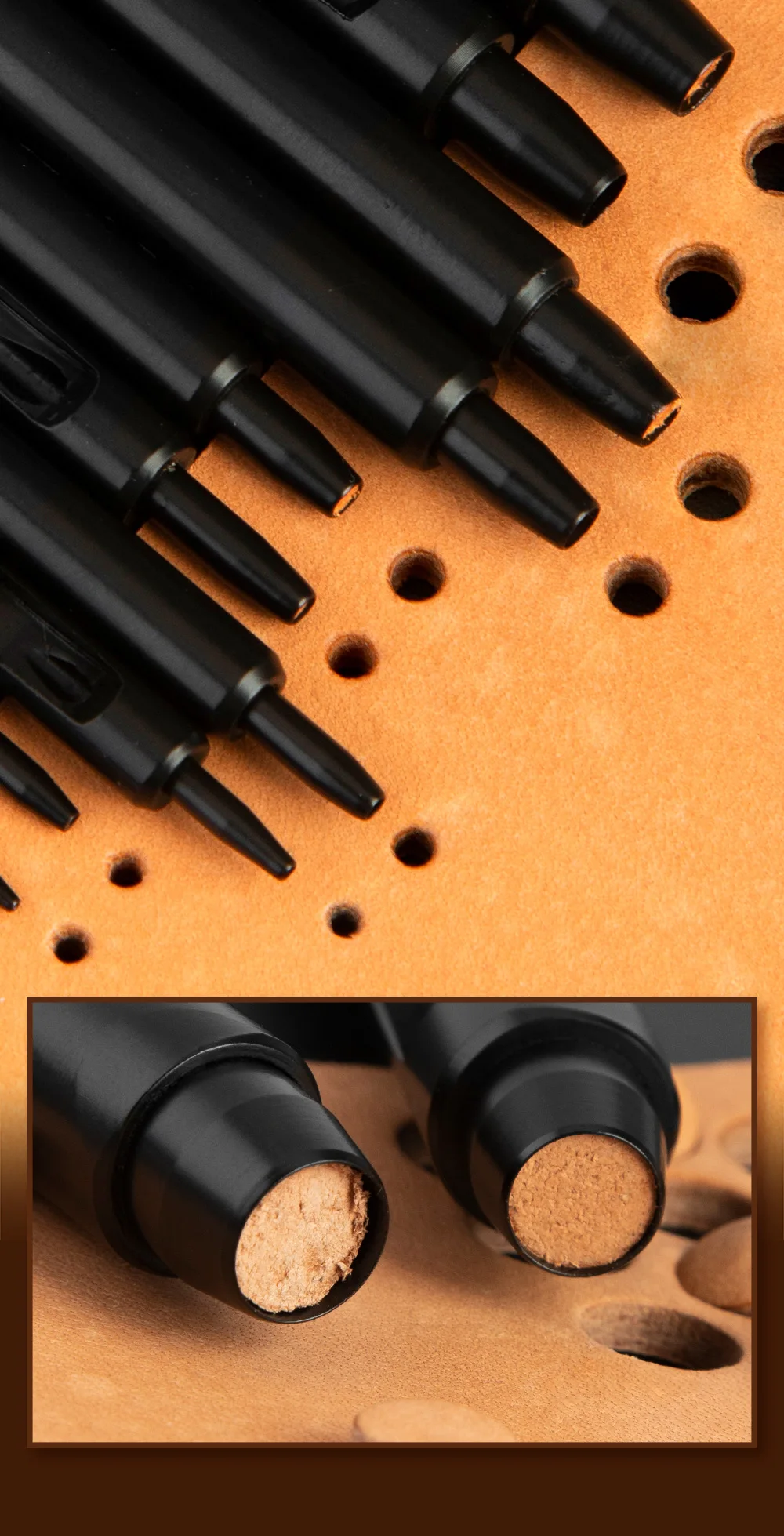 WUTA 5-15Pcs Basic Black Anti-rust Leather Hollow Punch Set Round Hole Puncher DIY Craft Working Tools Kit for Belt, Watch Strap