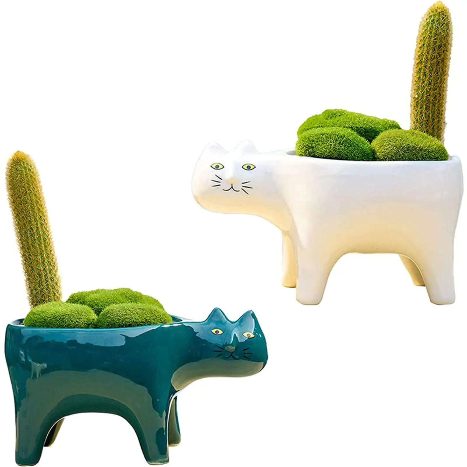 Animal Cat Vase Flowerpot Porcelain Flower Vase Plant Container for Bedroom Living Room Yard Garden Home Decor Desktop Ornament