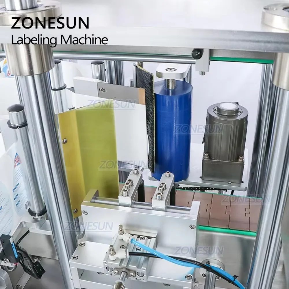 ZONESUN ZS-TB300Z Automatic Flat Round Bottle Labeling Machine Self Adhesive Double-sided Cosmetic Label Applicator