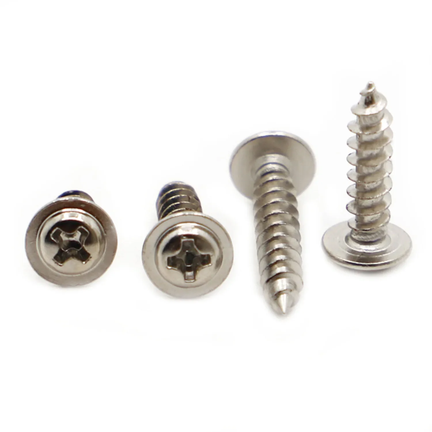 Tornillos autorroscantes de acero niquelado, cabeza redonda cruzada, cabeza plana PWA con tornillo de almohadilla M1.2 M1.4 M1.7 M2 M2.3 M2.6 M3 M3.5 M4