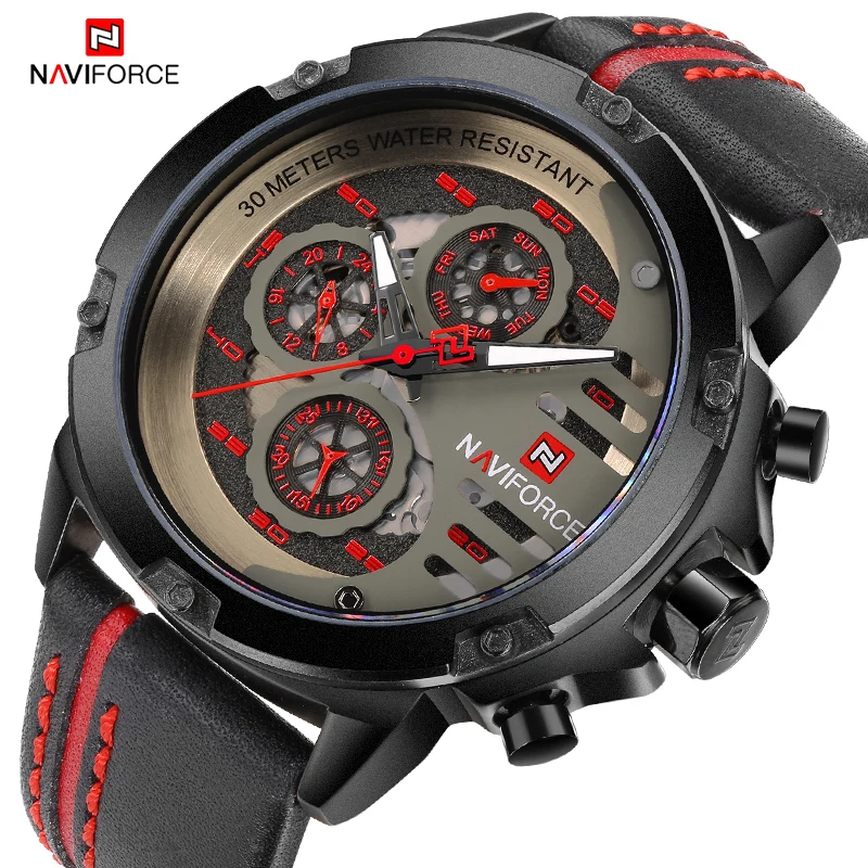 

NAVIFORCE Relojes Hombre 2025 модные часы мужские роскошные водонепроницаемые кварцевые часы с датой кожаные спортивные наручные часы повседневные мужские часы