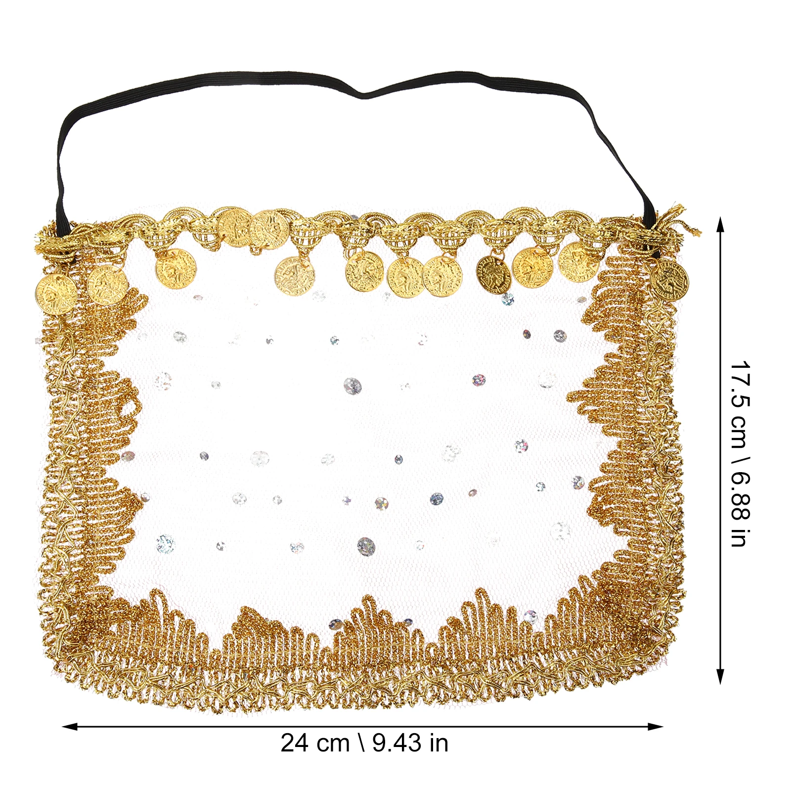 

Polyester Sequins Face Veil Shining Sheer Mesh Belly Dance Costume Halloween Cosplay Prop Non Irritating Skin Friendly Women