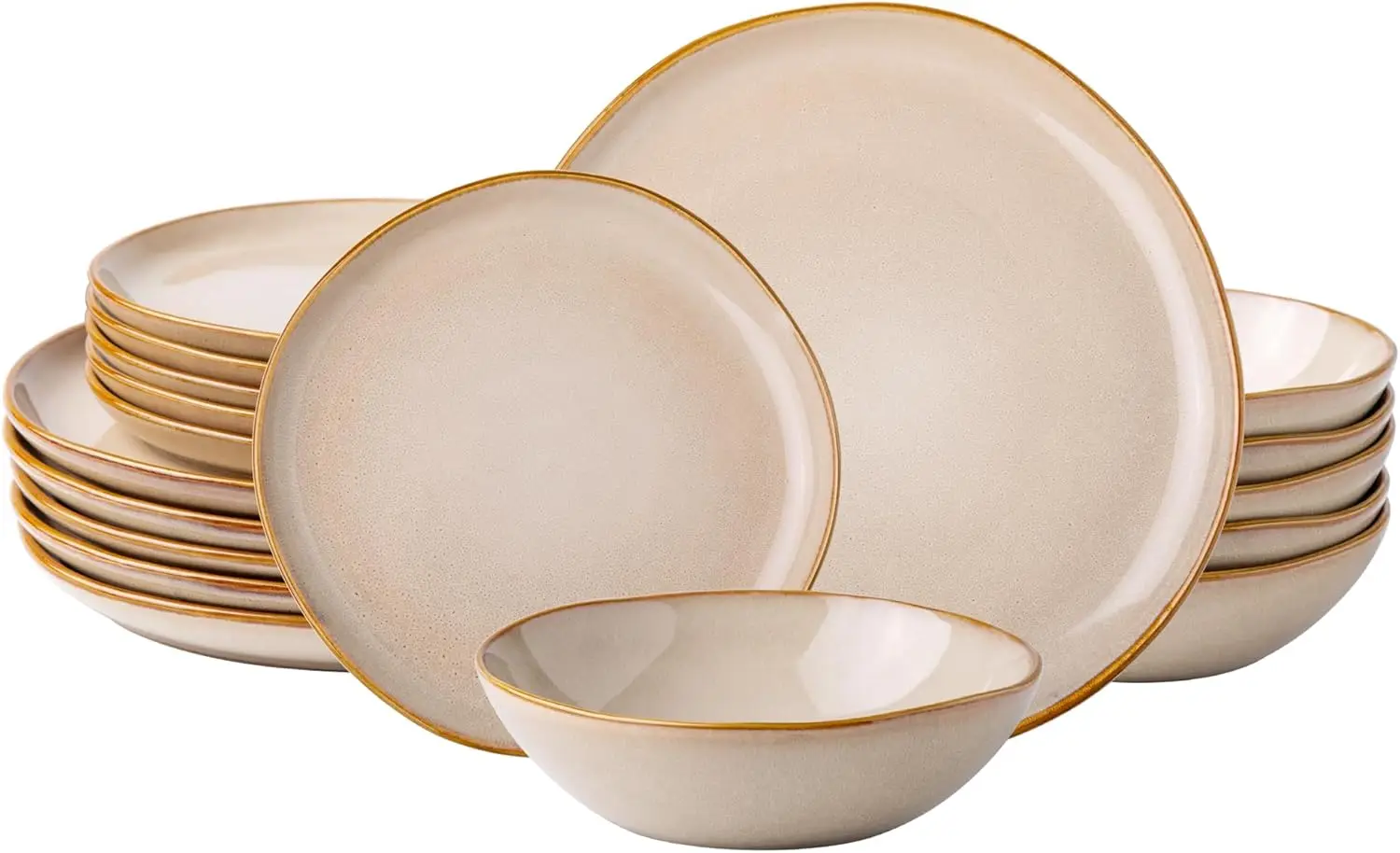 Ceramic Dinnerware Sets,Handmade Reactive Glaze Plates and Bowls Set,Highly Chip and Crack Resistant | Dishwasher & Microwave Sa