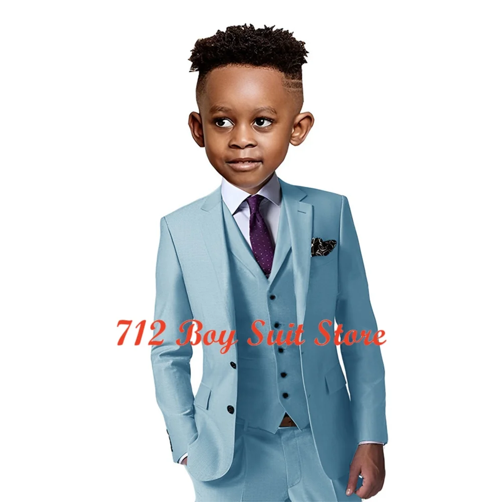 Traje Formal para niños, chaqueta ajustada, chaleco, pantalones, conjunto de 3 piezas, esmoquin para boda para niños de 2 a 16 años, ropa de moda para niños, trajes Blazer