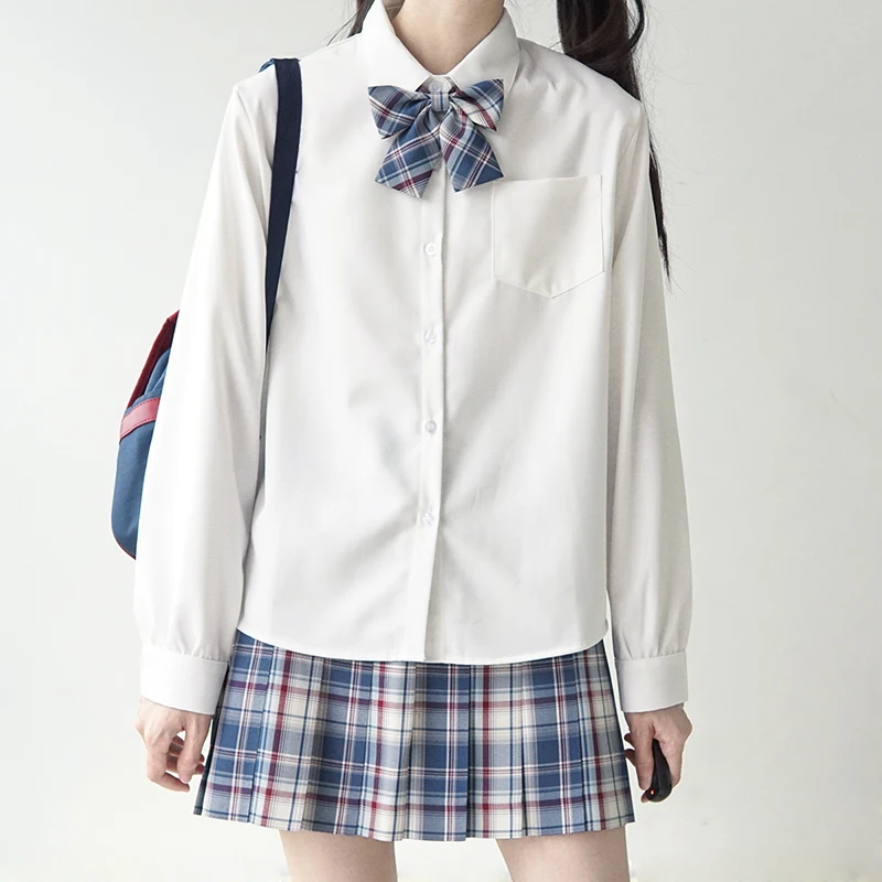 Unisex Men DK / JK Uniform White Skirt Japanese Students Long / Short Sleeve Summer Summer Autumn White Blouse Women Top