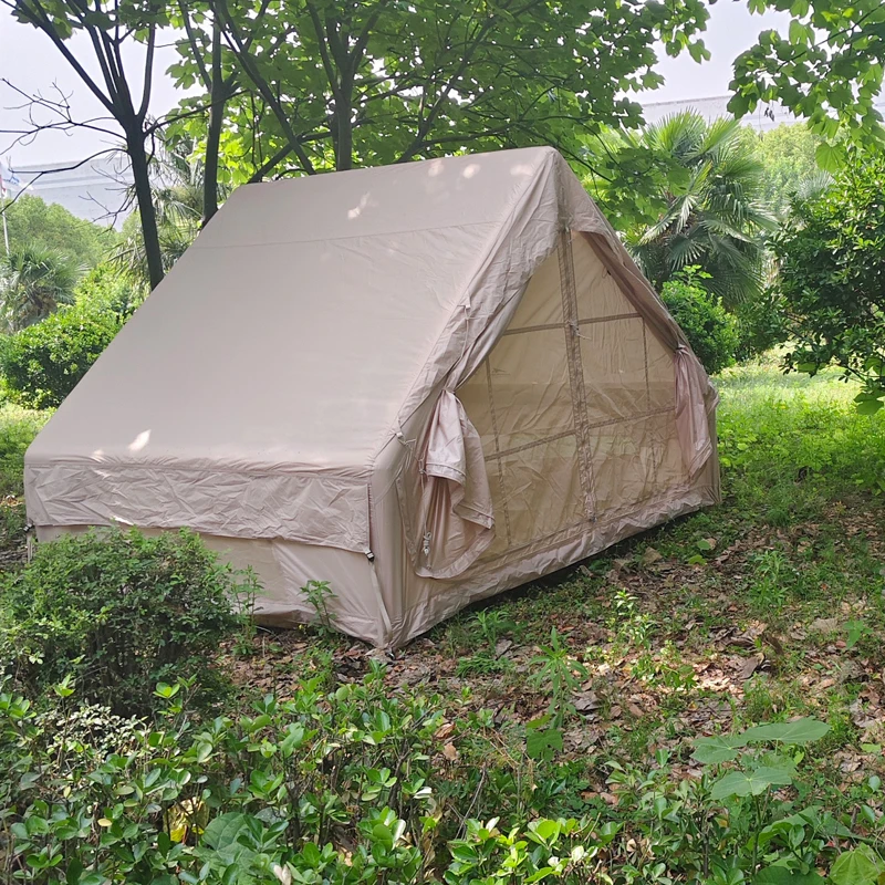 Inflatable Summer Camping Tent Hand Pump 4-6 Person Waterproof Glamping Tent Featuring Quick Automatic Opening Oxford+PVC