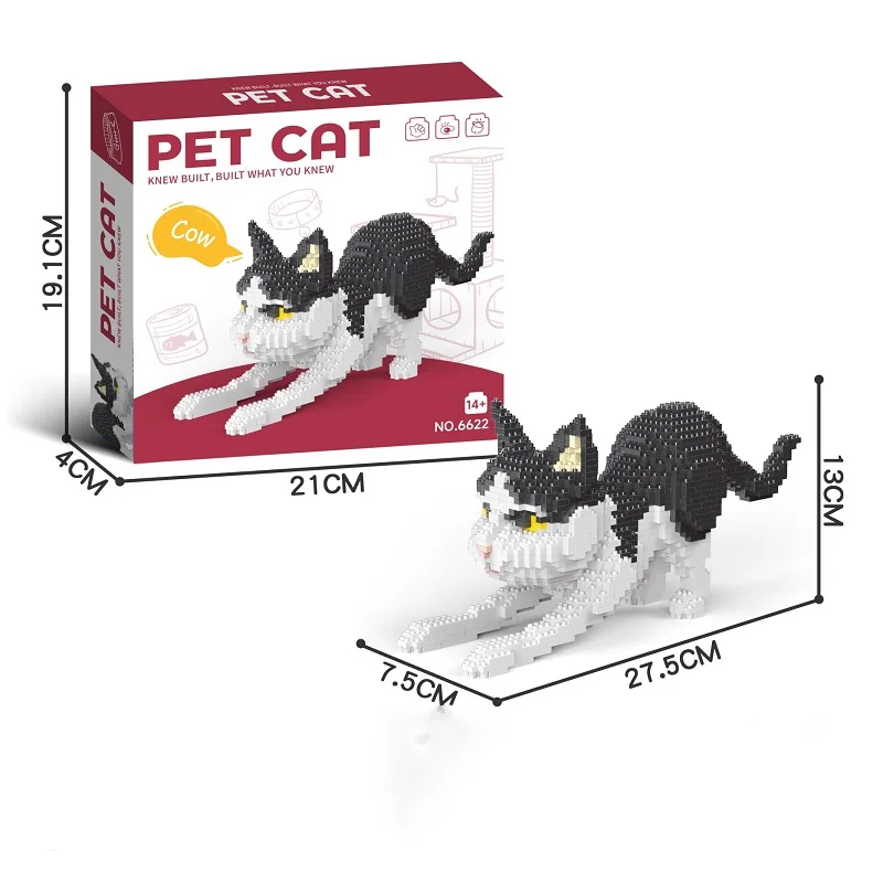 Gatto tartarugato Building Blocks Set di giocattoli Modello di assemblaggio creativo Calico Cat Construttore Mattoni Regali di compleanno