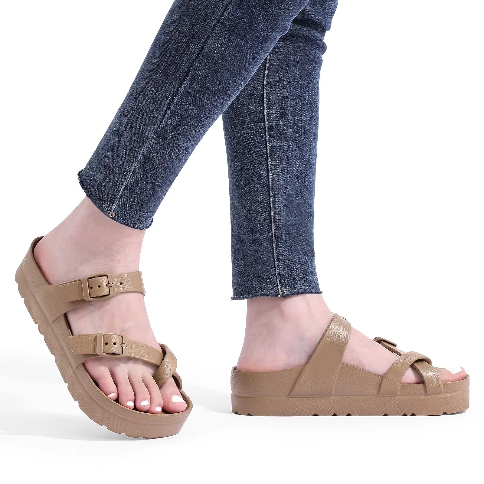 Goosecret Women\'s Summer Platform Sandals Fashion Clogs With Arch Support Adjustable Buckle Outdoor Casual Sandals Beach Sandals