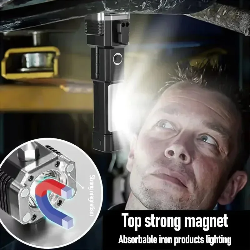 Multifunctional Flashlight Rechargeable Emergency Lamp 8 Functions Portable Camping Lantern Magnetic Work Side Light Hand Torch