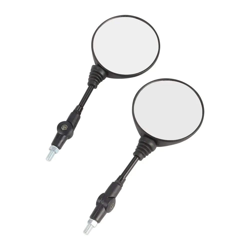 دراجة نارية سوداء عالمية 10 مللي متر مرآة جانبية مرآة الرؤية الخلفية المضادة للسقوط مرآة مستديرة قابلة للطي #4