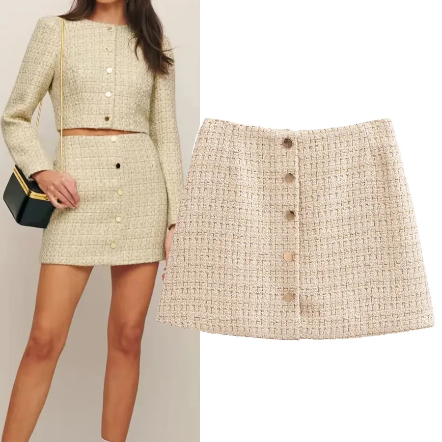 

Faionable Retro Button f Skirt for Women Street Sle Versatile Skirt Spring 2024 Collection Other Material