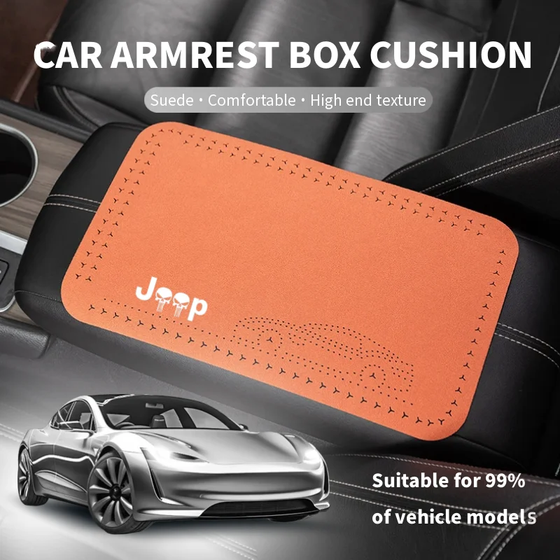 Suede Leather Armrest Mat Arm Rest Protection Cushion Auto Armrests Pads For Jeep Wrangler JL JK Renegade Grand Compass Gladiato