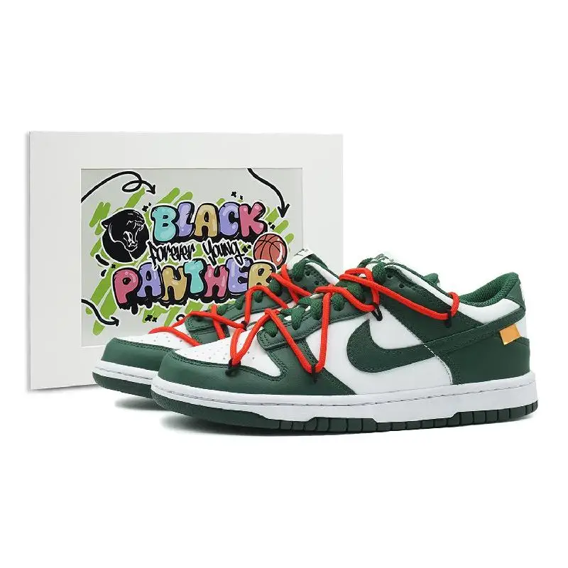

[Custom Women's little green alert]Nike Dunk Low-Top Skateboard Shoes GS Green White